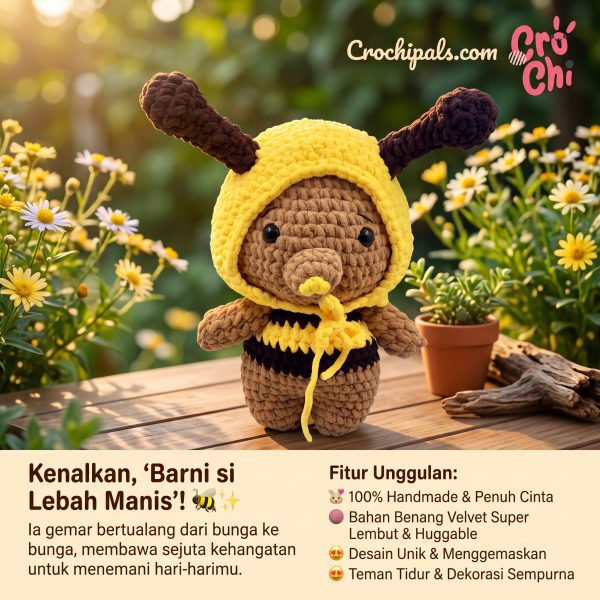 Barni lebah Crochet Boneka Lebah Barni