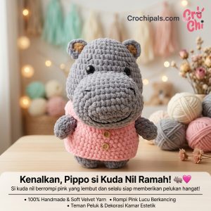 Crochet Boneka Hippo Kuda Nil Pippo
