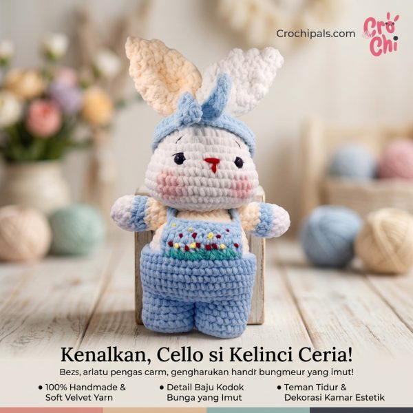 cello kelinci Crochet Boneka Kelinci Cello